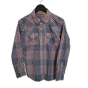 Wrangler Women Plaid Pearl Snap Long Sleeve Shirt Purple/Teal Western Cowgirl